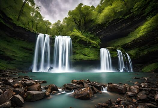 time lapse photography of waterfalls