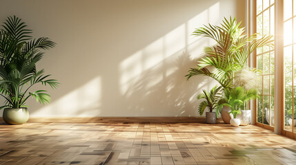 Airy Empty Room with Botanical Touches
