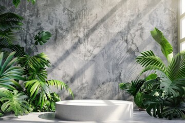 Circular Contemporary Podium Setting Amidst Greenery and Concrete Textures