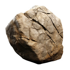 A large rock with a rough surface and a few cracks. The rock is brown in color and he is weathered