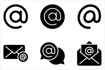 Arroba sign icon set. Contact, email, address symbol isolated on white background. - obrazy, fototapety, plakaty