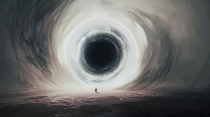 A black hole like gargantua from interstellar movie; digital painting art style; volumetric lighting;, generated with AI - obrazy, fototapety, plakaty