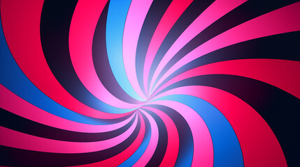 Spirale très colorée et flashy. Rose, bleu. Motif de cartoon, bd, dessin animé. Arrondi, tourbillon, tourner. Hypnotisant. Fond pour conception et création graphique.