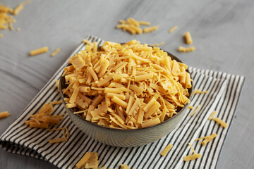 Dry Assorted Italian Pasta in a Bowl, side view.