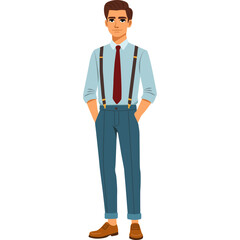 Cartoon Man In The Suspenders 