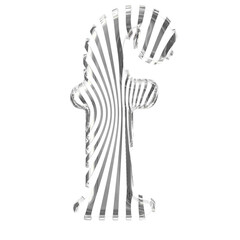 White symbol with silver vertical ultra-thin straps. letter f