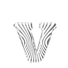 White symbol with silver vertical ultra-thin straps. letter v