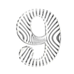 White symbol with silver vertical ultra-thin straps. number 9