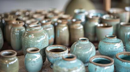 Fototapeta na wymiar craftsmanship of handmade pottery