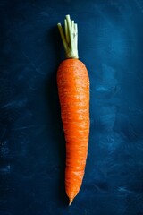 A medium of a vibrant orange carrot, dark blue background, generated with AI