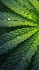 Background of green cannabis leaves, marijuana plant texture