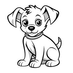 Fototapeta premium Minimalist cartoon Puppy coloring page сreated with Generative Ai