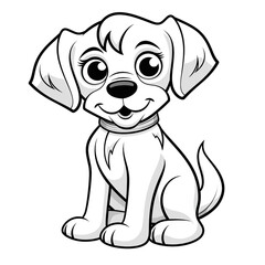 Minimalist cartoon Puppy coloring page сreated with Generative Ai
