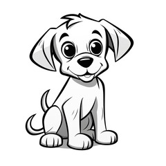 Obraz premium Minimalist cartoon Puppy coloring page сreated with Generative Ai