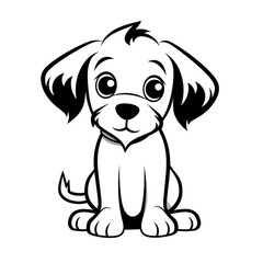 Minimalist cartoon Puppy coloring page сreated with Generative Ai