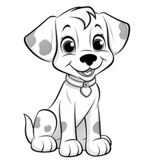 Fototapeta premium Minimalist cartoon Puppy coloring page сreated with Generative Ai