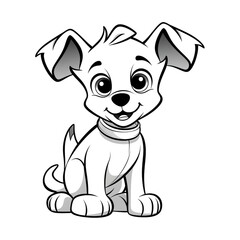 Obraz na płótnie Canvas Minimalist cartoon Puppy coloring page сreated with Generative Ai