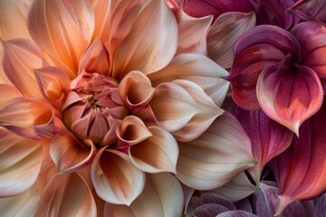 Detailed view of a large flower showcasing numerous petals up close