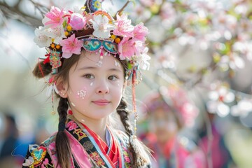A young girl wearing traditional chinese clothing