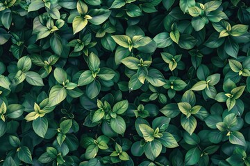 Background comprised of small green leaves - obrazy, fototapety, plakaty