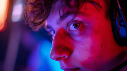 an e-sports tournament host with charismatic energy, entertaining the audience between intense gaming sessions. 