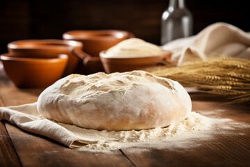 Naklejka premium the process of gluten development in dough - bake bread сreated with Generative Ai