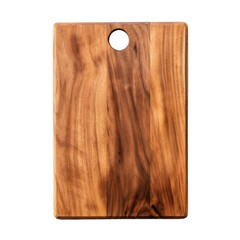 A wooden oak cutting board seen from above isolated on a transparent background