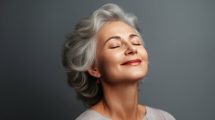 Smiling Older Woman With Grey Hair