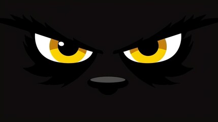 Cute yellow eyes in the dark, cartoon look, illustration, simple shapes, generated with AI