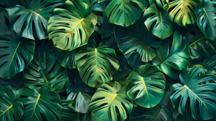 Jungle leaves pattern background, generated with AI