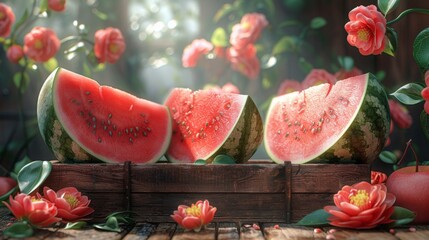 Watermelon with bright background,, generated with AI 