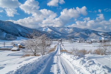 Fototapeta na wymiar Snow road, generated with AI