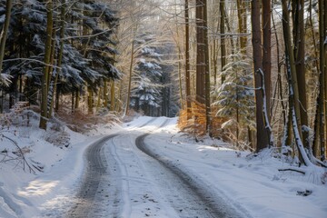 Snow road, generated with AI