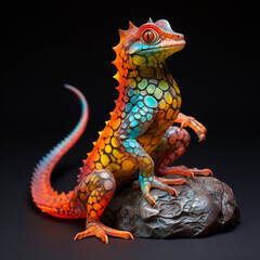 Obraz premium Opalescent Lava Lizard сreated with Generative Ai