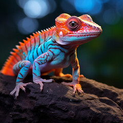 Fototapeta premium Opalescent Lava Lizard сreated with Generative Ai