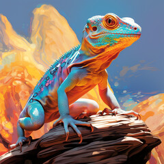 Opalescent Lava Lizard сreated with Generative Ai