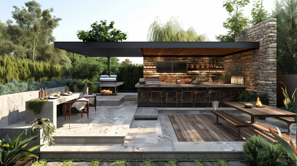 Obraz premium Tranquility in Outdoor Cooking Space 