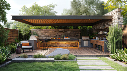 Tranquility in Outdoor Cooking Space
