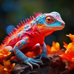 Fototapeta premium Opalescent Lava Lizard сreated with Generative Ai