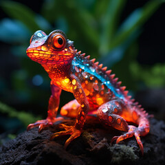 Fototapeta premium Opalescent Lava Lizard сreated with Generative Ai