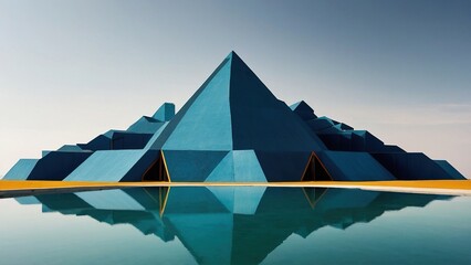 Concept "World of Geometry". Mysterious landscape with geometric compositions.