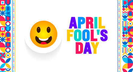 April is April Fool's Day background template. Holiday concept. use to background, banner, placard, card, and poster design template with text inscription and standard color. vector illustration.