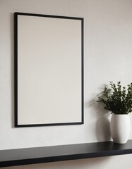 Mockup of a poster, empty frame with white canvas to showcase poster design