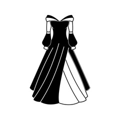 contemporary style wedding dress vector icon