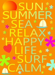 Summer, in colorful banner or various uses.