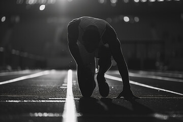 A tired runner is rising from the floor - motivate emotional impact concept