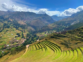 Terraced fields of Incas in the Sacred Valley Peru - obrazy, fototapety, plakaty