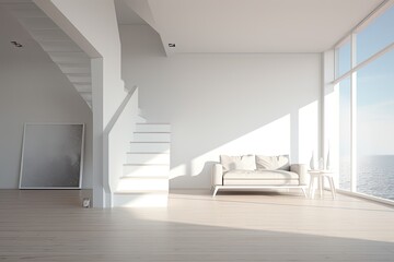 Modern living room with sofa and Frame Mockup