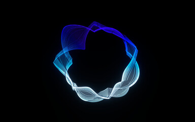 Futuristic colorful sphere of lines. Network connection big data. Abstract technology background. Place for text. 3d rendering.