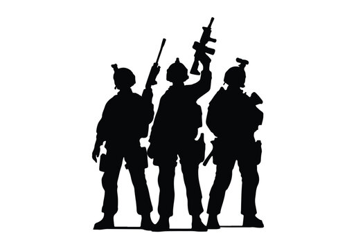 army soldiers silhouette vector collection